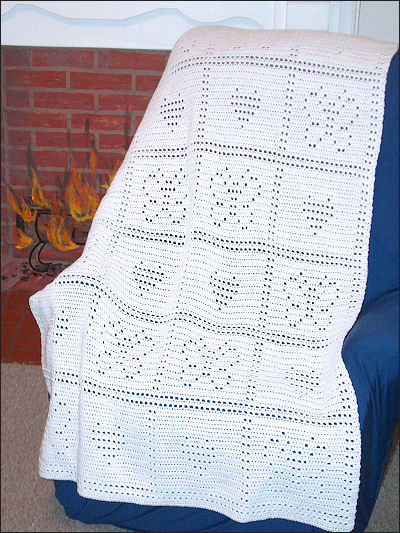 Easy Filet Butterfly &amp; Hearts Afghan