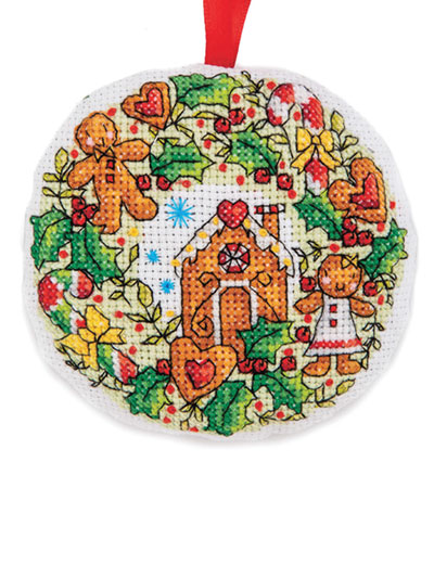 Gingerbread Wreath Cross Stitch Pattern
