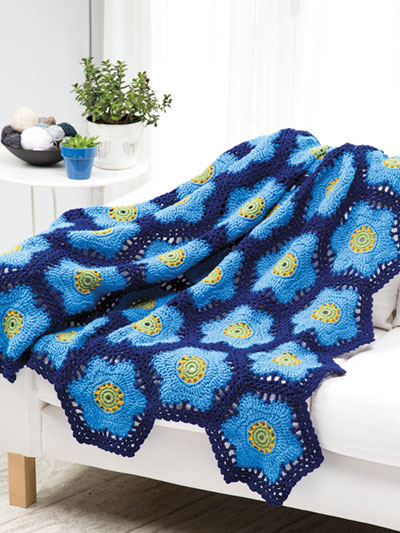Floral Hexagon Throw Crochet Pattern