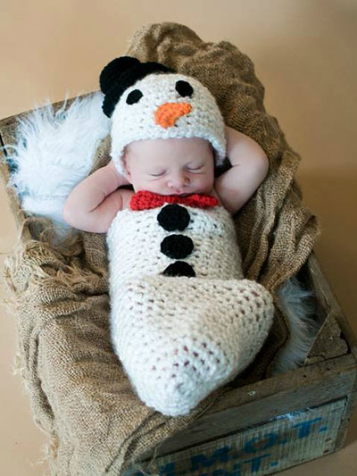 Newborn Snowman Cocoon with hat** Crochet Cocoon ** Baby Photo Prop