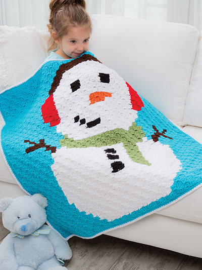 Crochet Pattern Christmas Snowman Afghan Blanket Throw 