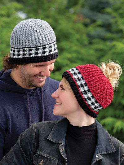 Crochet - His & Hers Buffalo Check Hats Crochet Pattern