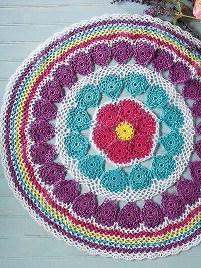 Color Wheel Table Mat Crochet Pattern, Round Table Mat Pattern