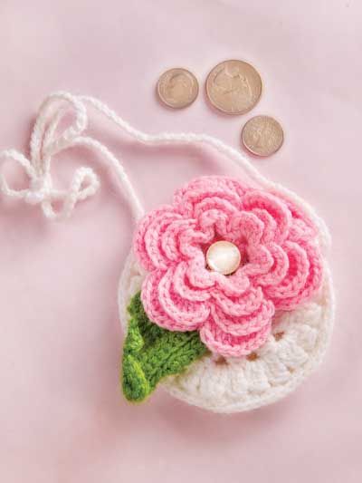 Crochet Flower Bag Embellishment | Crochet Patterns | Let's Knit Magazine